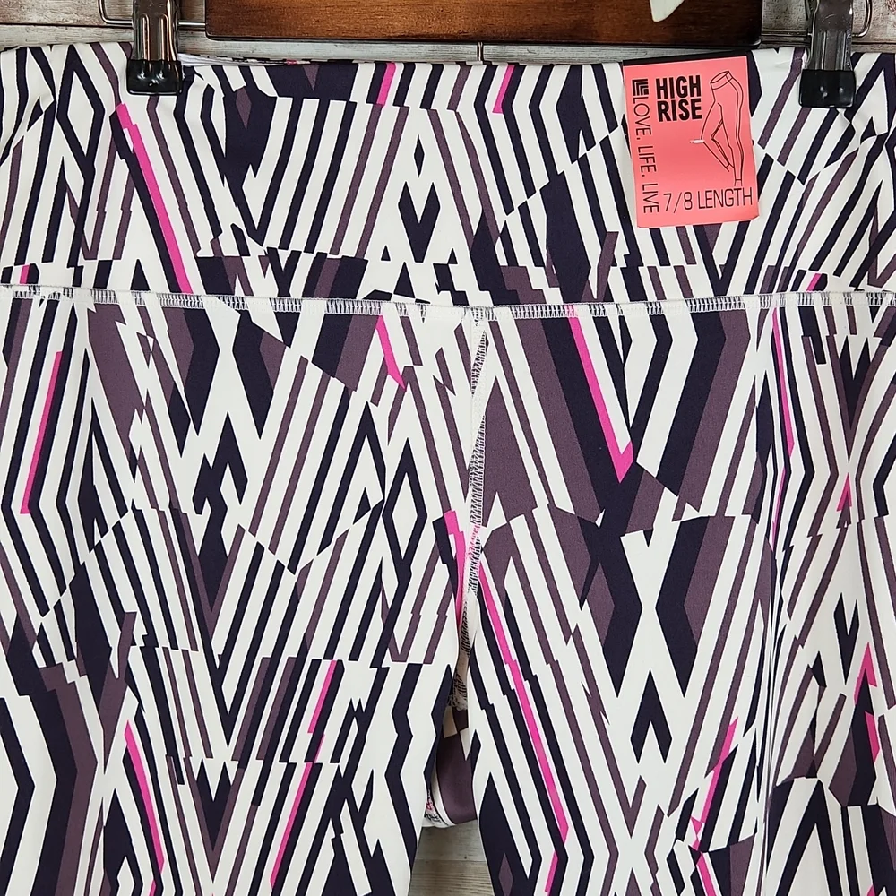 NWT, Love, Life, Live, Women's Multicolor yoga pants7/8 Length high rise, Sz L/G - Picture 2 of 9